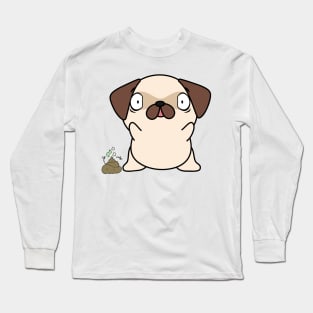 Funny pug smells poo poo Long Sleeve T-Shirt